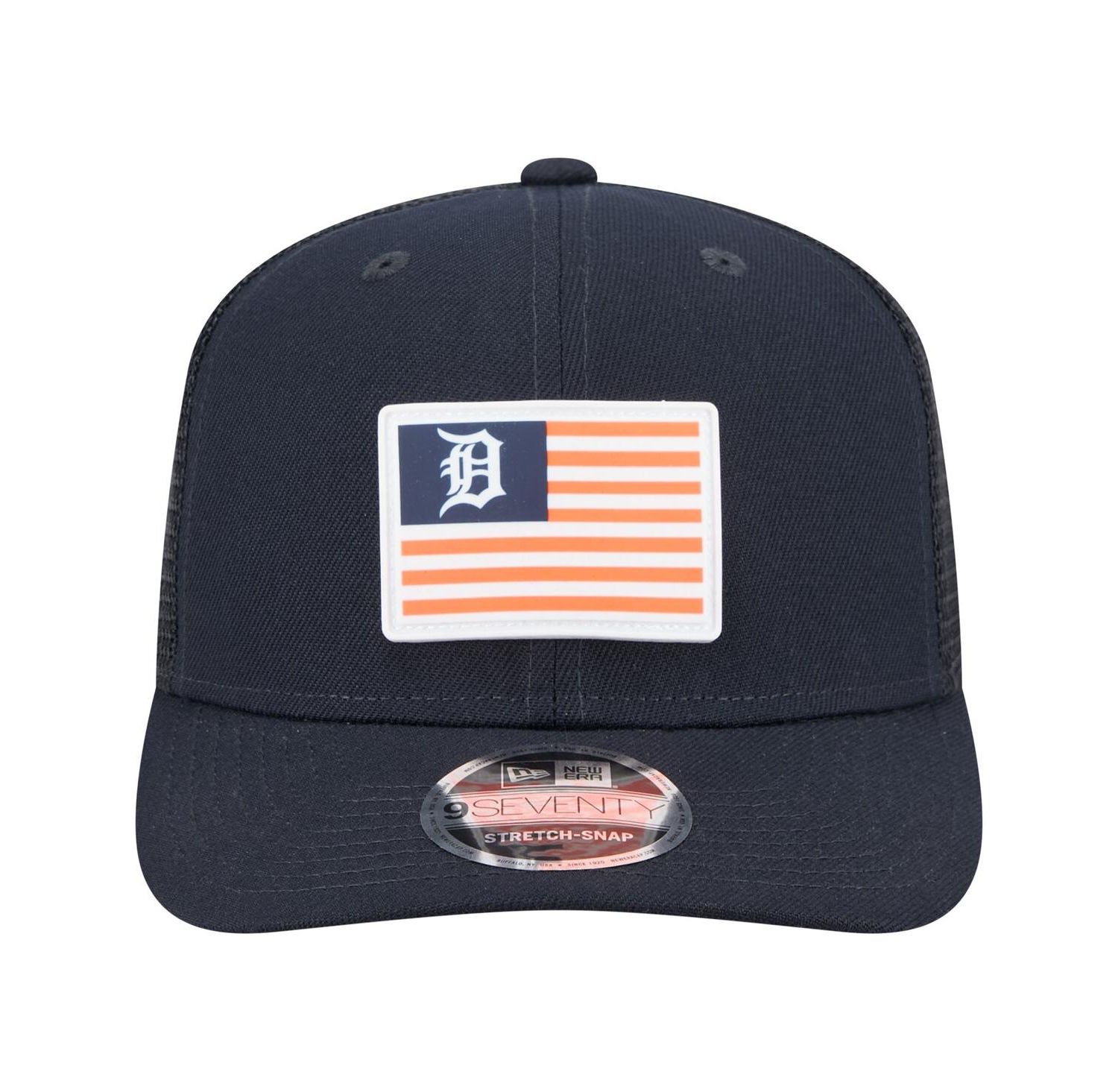 Men's Navy Detroit Tigers Flag 9SEVENTY Stretch-Snap Hat