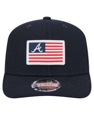 Men's Navy Atlanta Braves Flag 9SEVENTY Stretch-Snap Hat