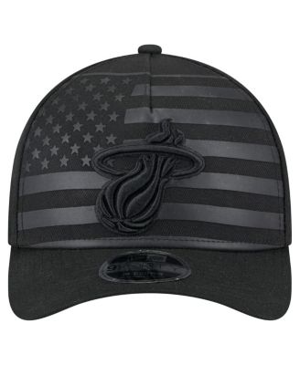 Men's Black Miami Heat Game Day Flag A-Frame 9FORTY Adjustable Hat