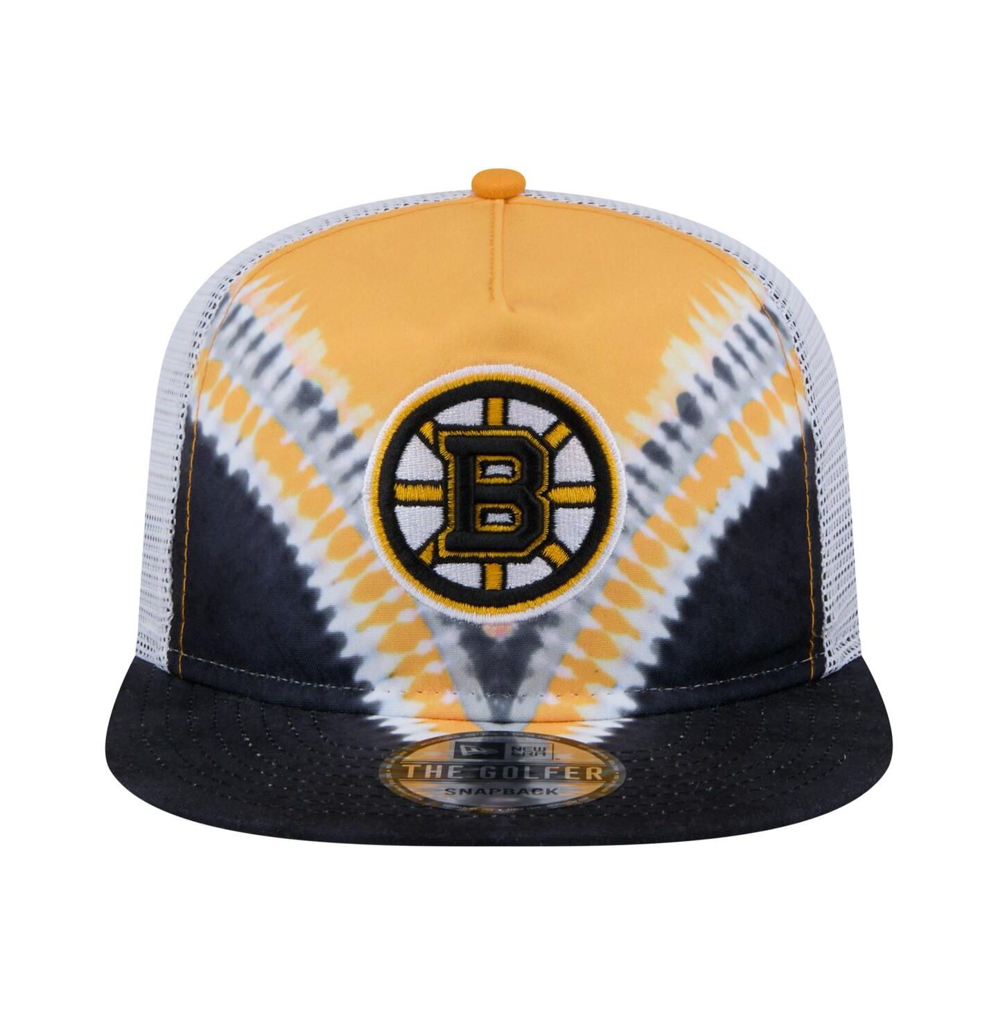 Мужской головной убор New Era Black/Gold Boston Bruins Throwback V-Dye Adjustable Golfer Hat — фото 2
