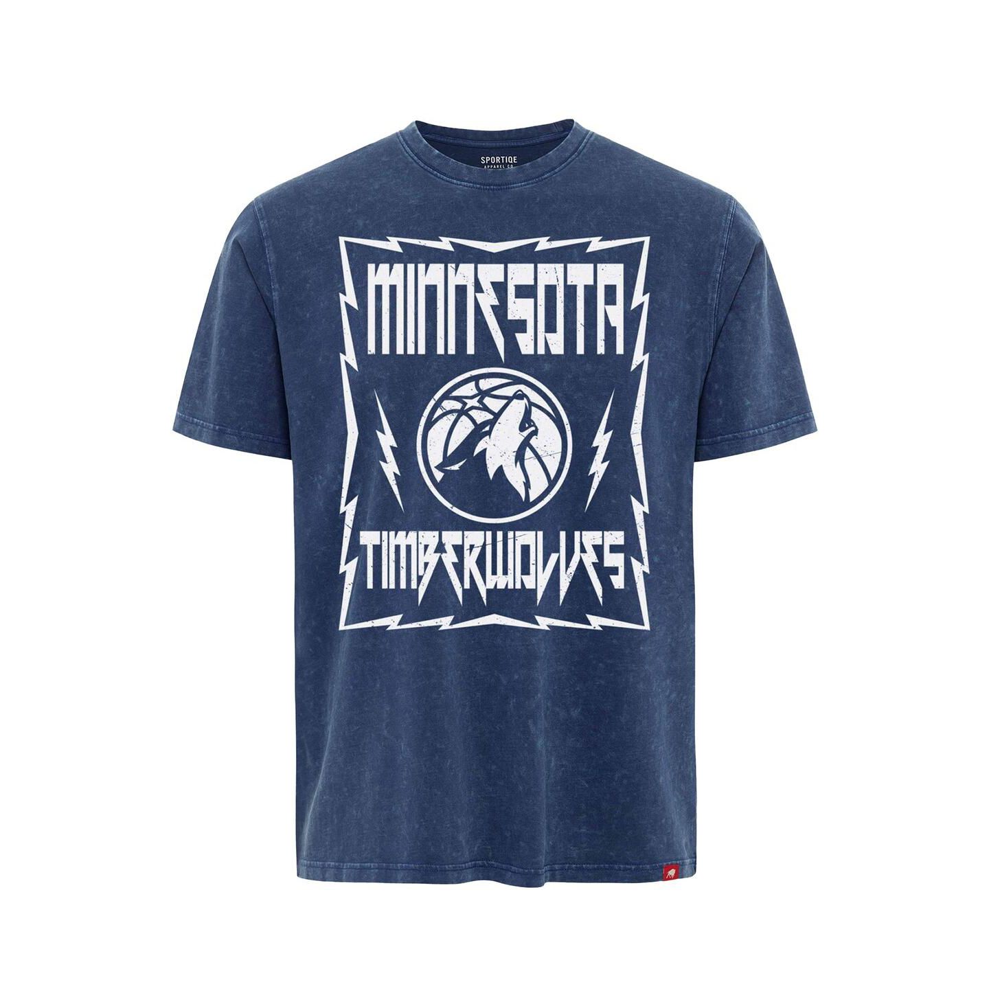 Футболка Sportiqe Blue Minnesota Timberwolves Distressed Rock Roll Collection Angus Premium Mineral Wash — фото 3