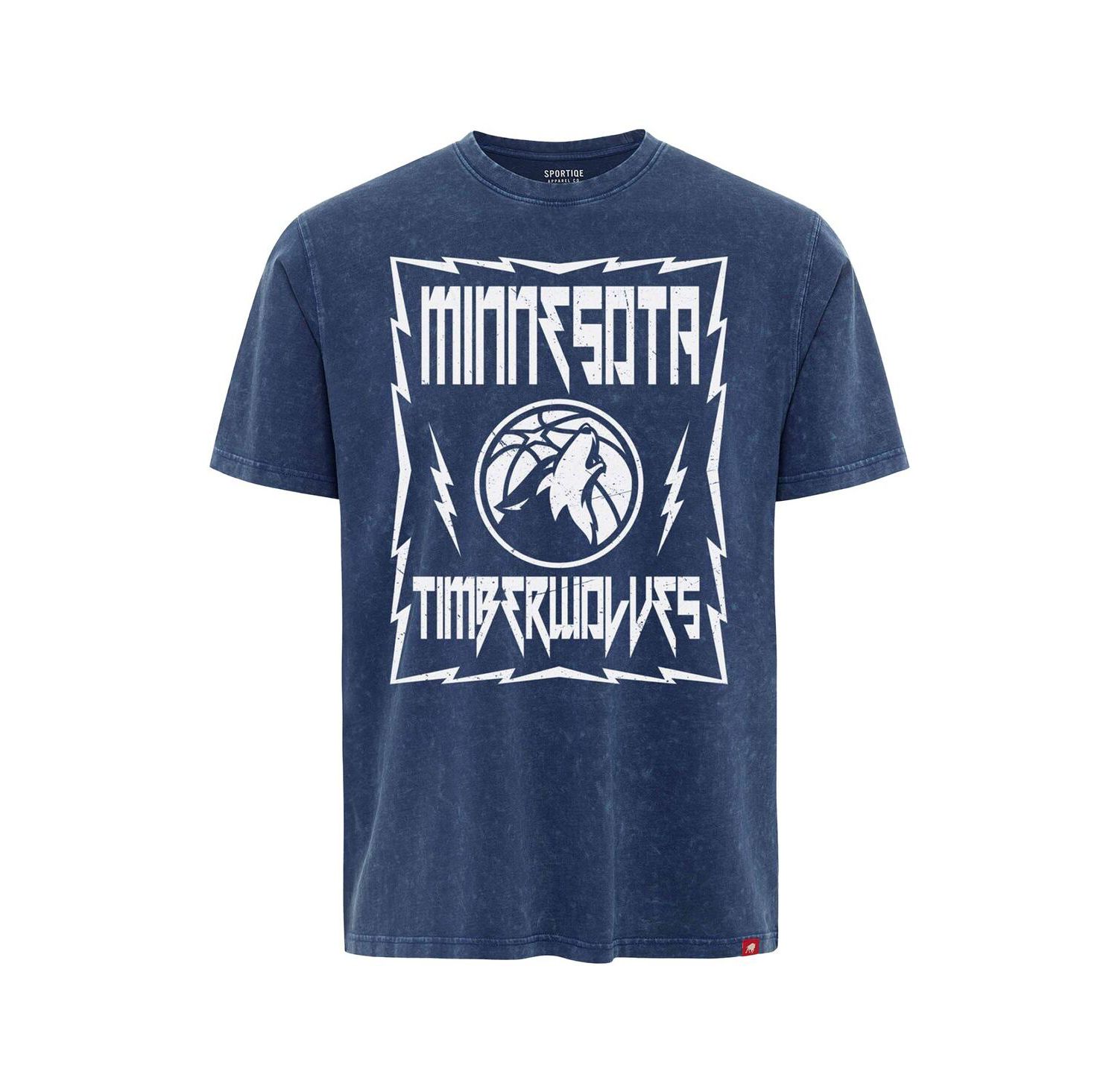 Men's and Women's Blue Minnesota Timberwolves Distressed Rock Roll Collection Angus Premium Mineral Wash T-Shirt