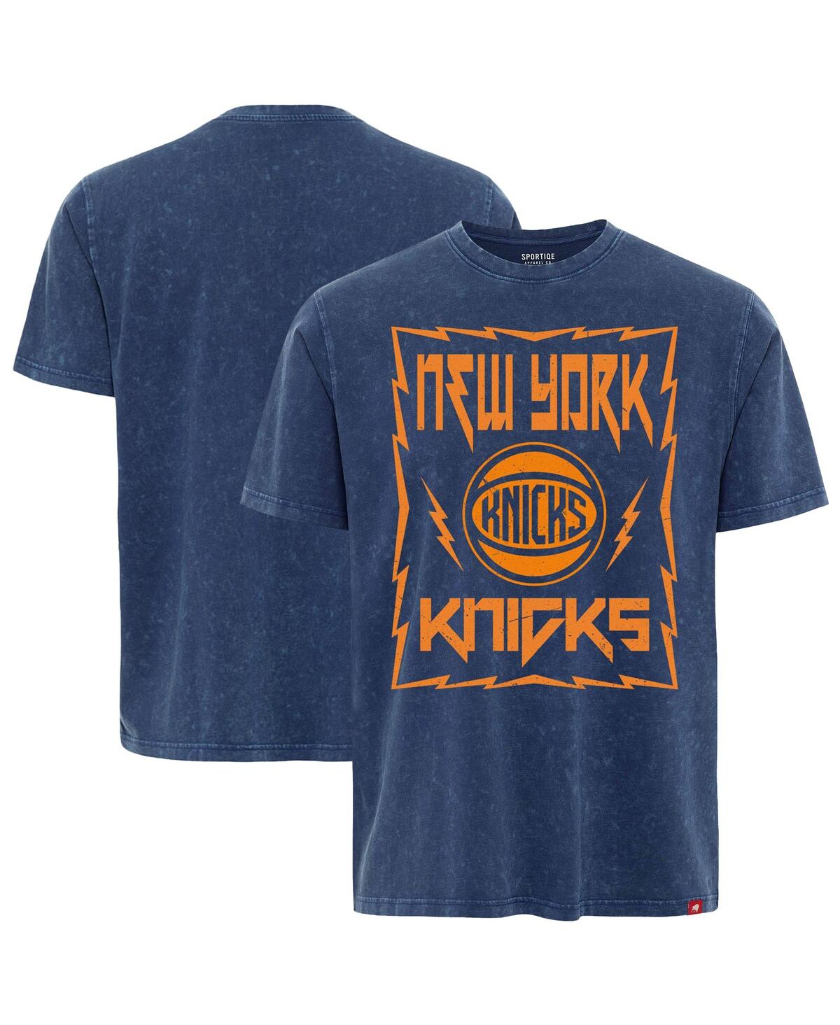 Men's Blue New York Knicks Distressed Rock Roll Collection Angus Premium Mineral Wash T-Shirt - Blue