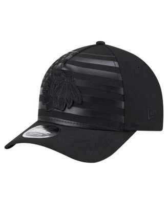 New Era - Men's Black Chicago Blackhawks Game Day Stealth Flag 9FORTY A-Frame Adjustable Hat