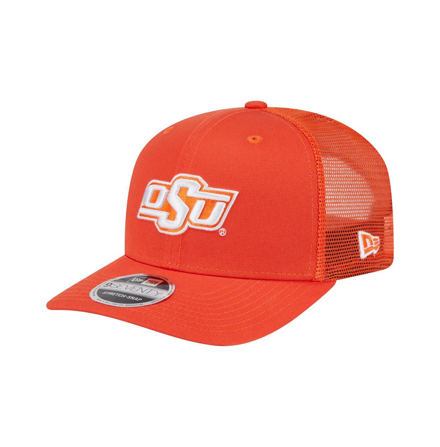 Мужская кепка New Era Orange Oklahoma State Cowboys Primary 9SEVENTY Trucker Stretch-Snap Hat — фото 1