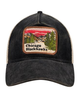 Men's Black/Cream Chicago Blackhawks Vintage Landscape 9TWENTY A-Frame Adjustable Trucker Hat