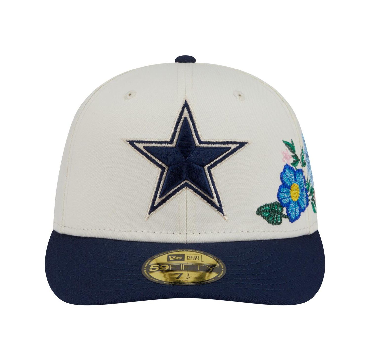 Men's Cream/Navy Dallas Cowboys Tonal Florals 59FIFTY Fitted Hat