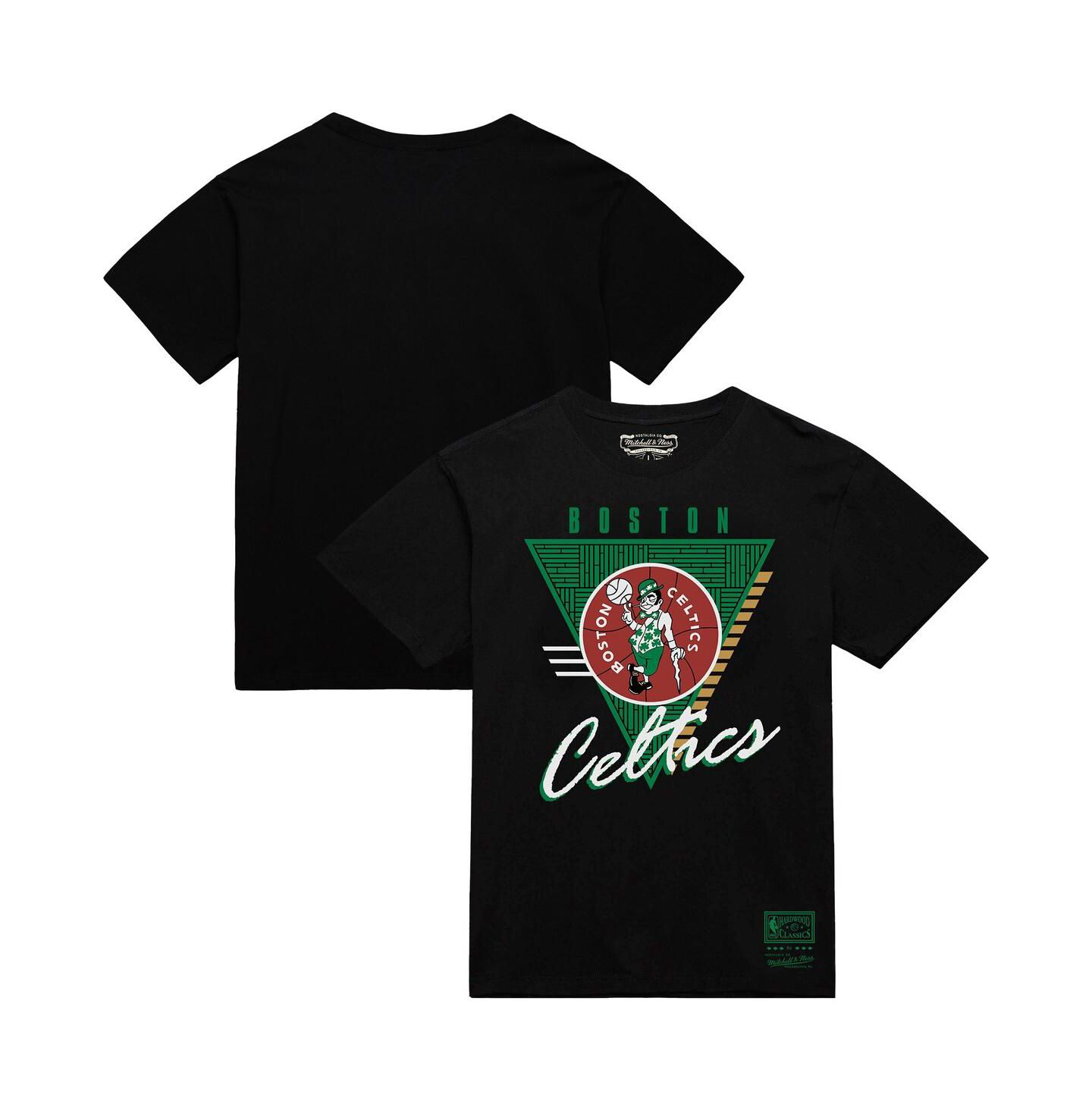 Мужская футболка Mitchell & Ness Black Boston Celtics Worldwide Collection Tri-Logo — фото 1