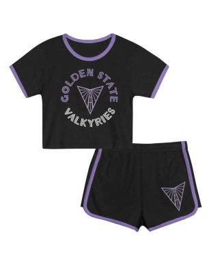 Outerstuff - Toddler 2-Pieces Black Golden State Valkyries Double Run T-Shirt and Shorts Set