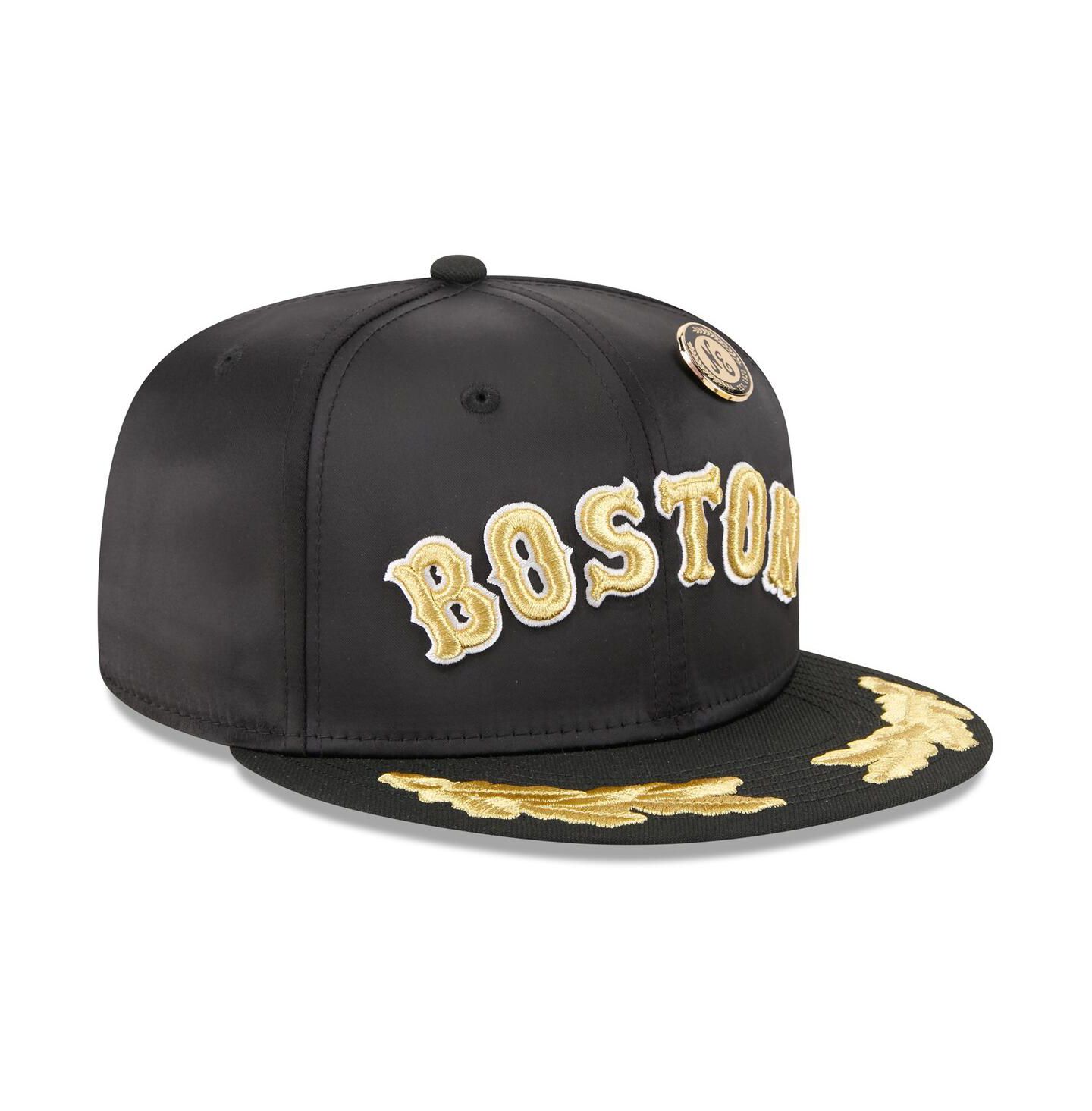 Мужская кепка New Era Black Boston Red Sox 2025 59FIFTY Day Gold Leaf 59FIFTY Fitted Hat — фото 3