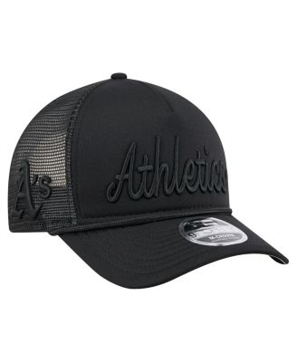 Men's Black Athletics City Initial 9FORTY A-Frame M-Crown Adjustable Trucker Hat