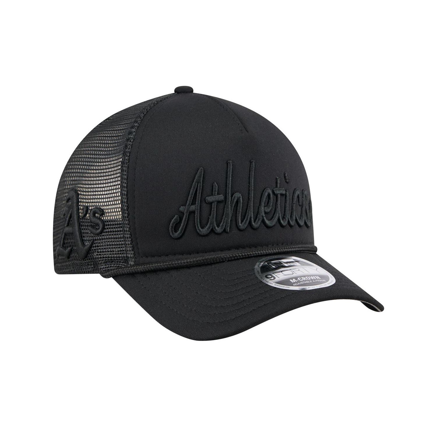 Men's Black Athletics City Initial 9FORTY A-Frame M-Crown Adjustable Trucker Hat