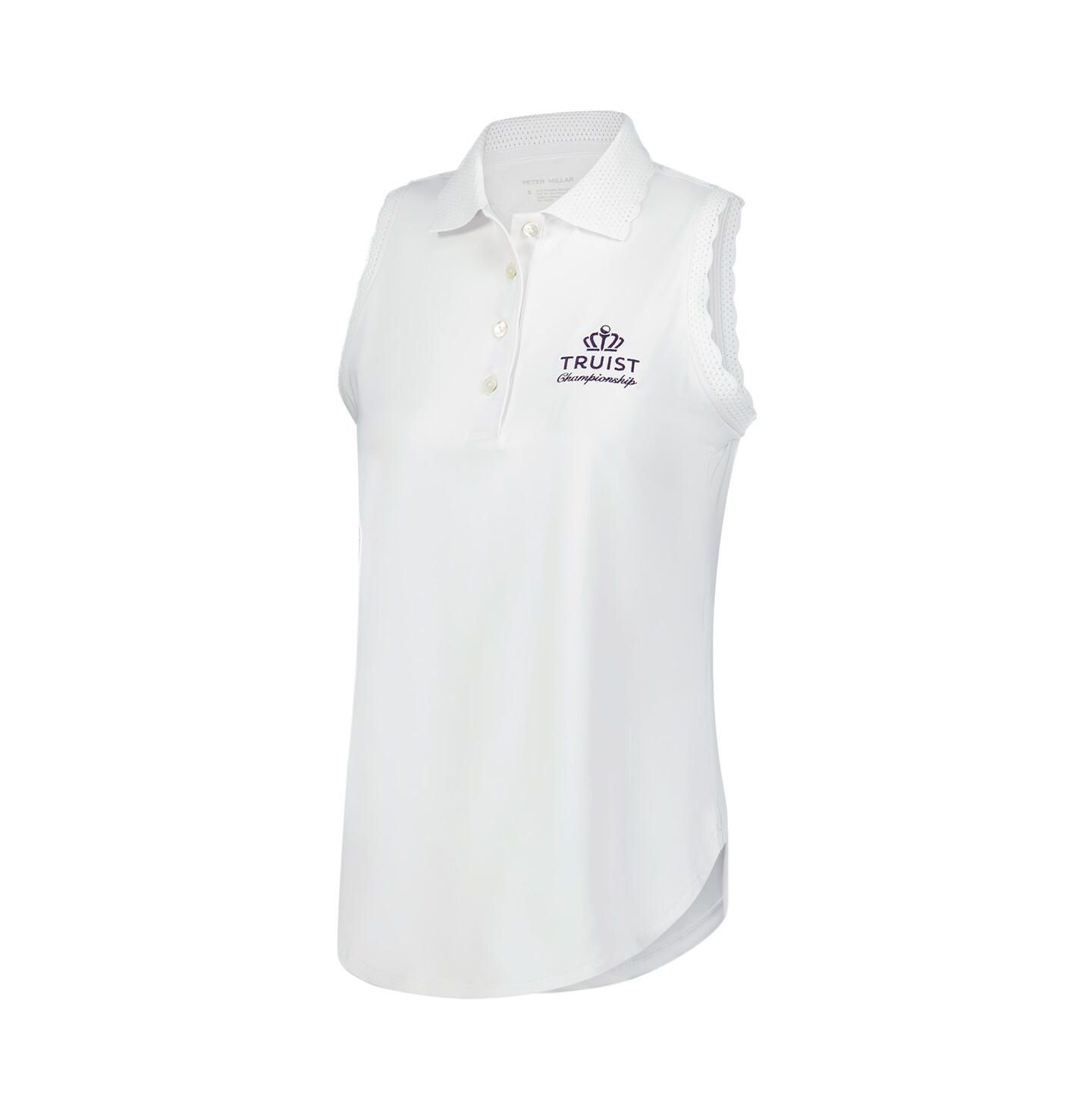Женское поло Peter Millar White Truist Championship Opal Sleeveless Jersey Polo — фото 2