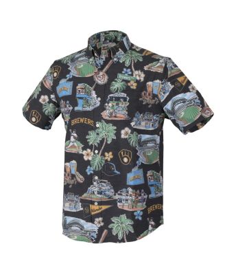 Men's Black Milwaukee Brewers Scenic Tri-Blend Button-Down Shirt