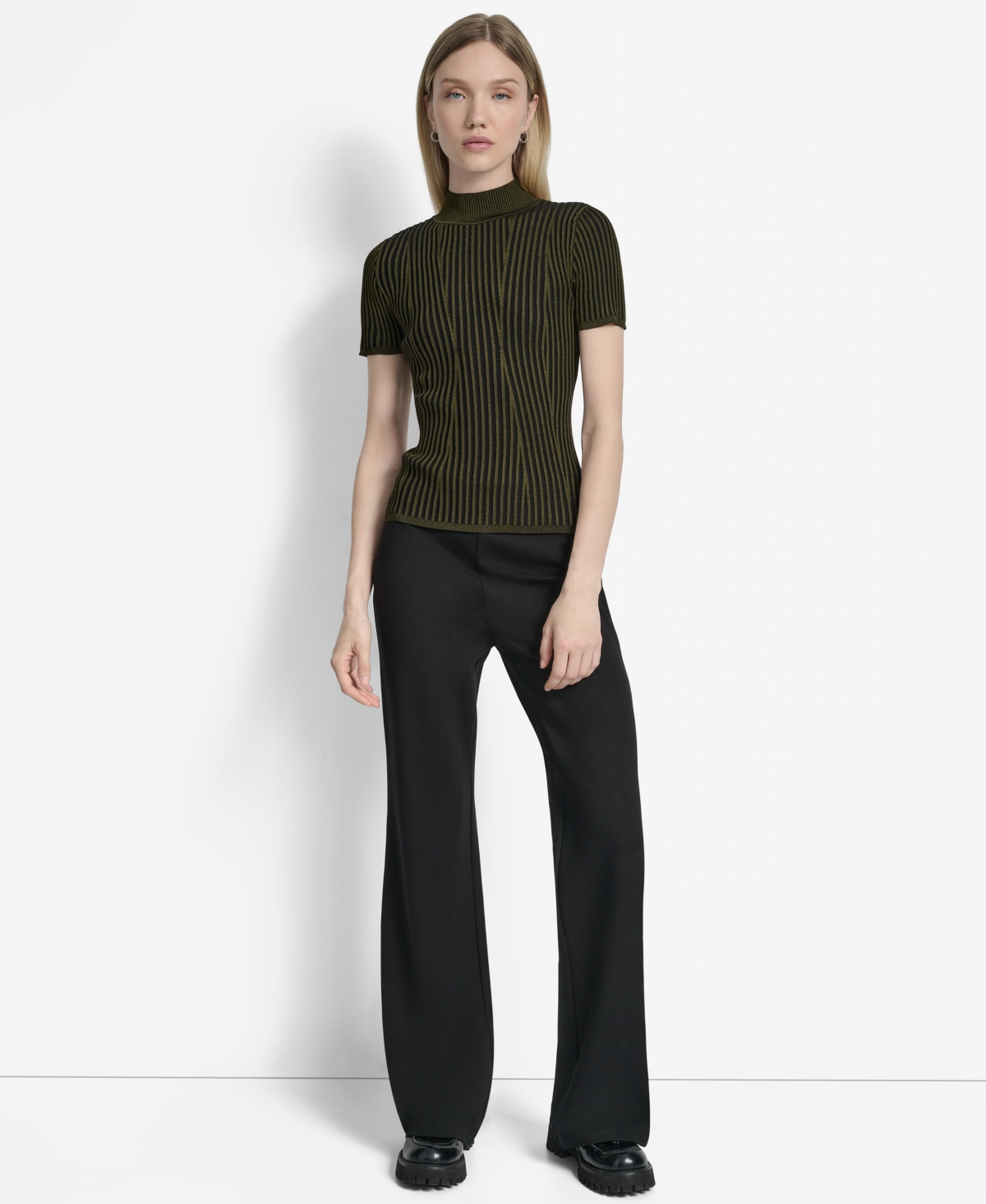 Dkny Women's Transfer Rib Mock-neck Sweater