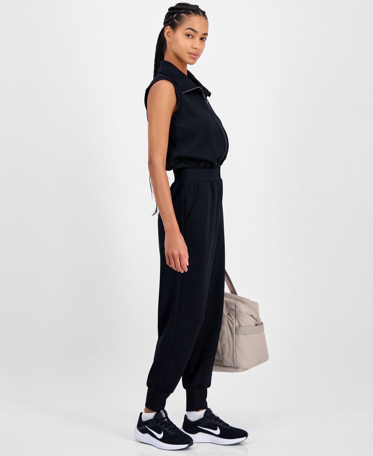 Id Ideology Women's On-the-go Jumpsuit, Exclusively At Macy's In Black