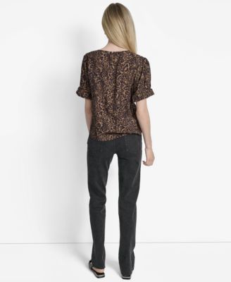 Women's Printed Voile Short-Sleeve Blouse