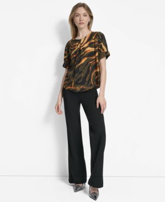 Women's Printed Voile Short-Sleeve Blouse