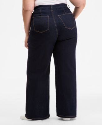Trendy Plus Size High-Rise Wide-Leg Jeans, Exclusively at Macy's