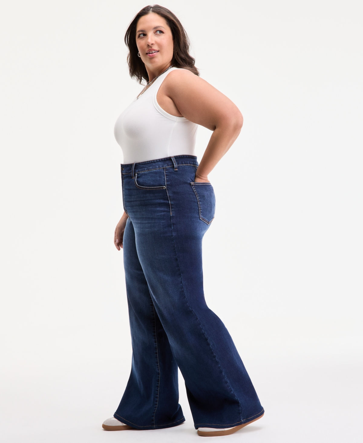 On 34th Trendy Plus Size High-rise Wide-leg Jeans, Exclusively At Macy's In Blue