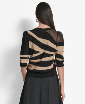 Women's Zebra-Print 3/4-Sleeve Sweater