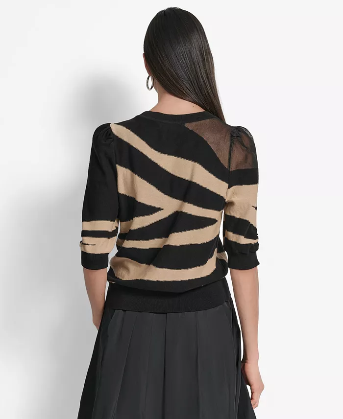 Women's Zebra-Print 3/4-Sleeve Sweater - thumbnail 4