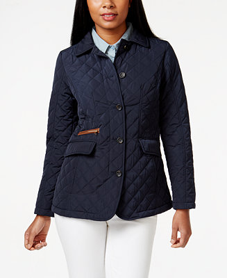 Jones New York Packable Faux-Leather-Trim Quilted Barn Jacket - Coats ...