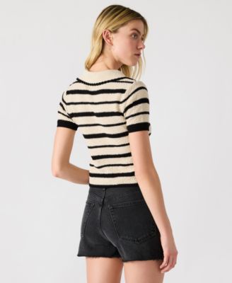 Women's Striped Short-Sleeve Sweater