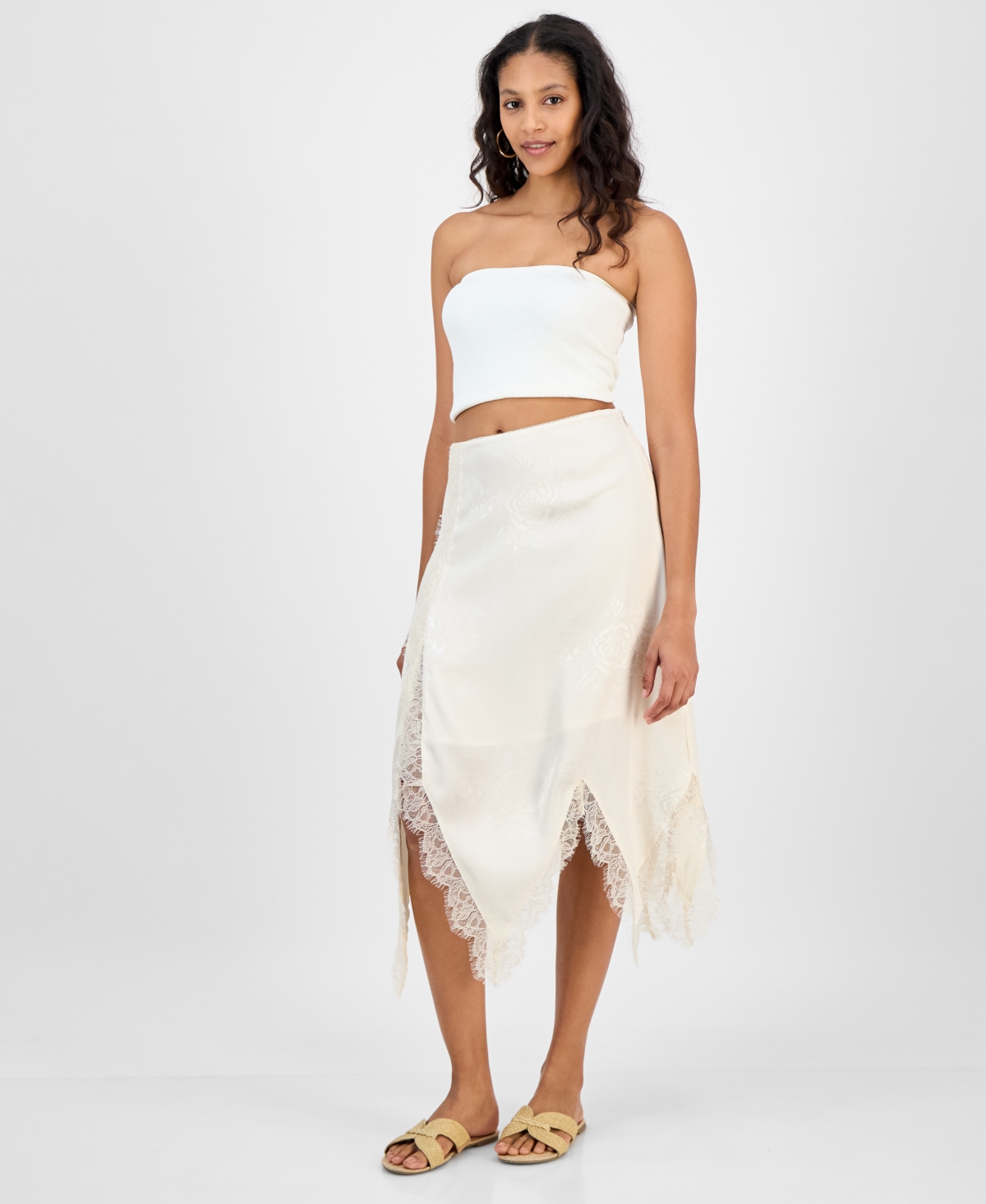 And Now This Women's Asymmetrical Hem Slip Skirt, Exclusively At Macy's In Brown