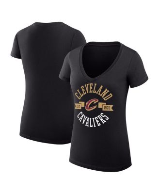 G-III 4Her by Carl Banks - Women's Black Cleveland Cavaliers Large City Logo Fitted V-Neck T-Shirt