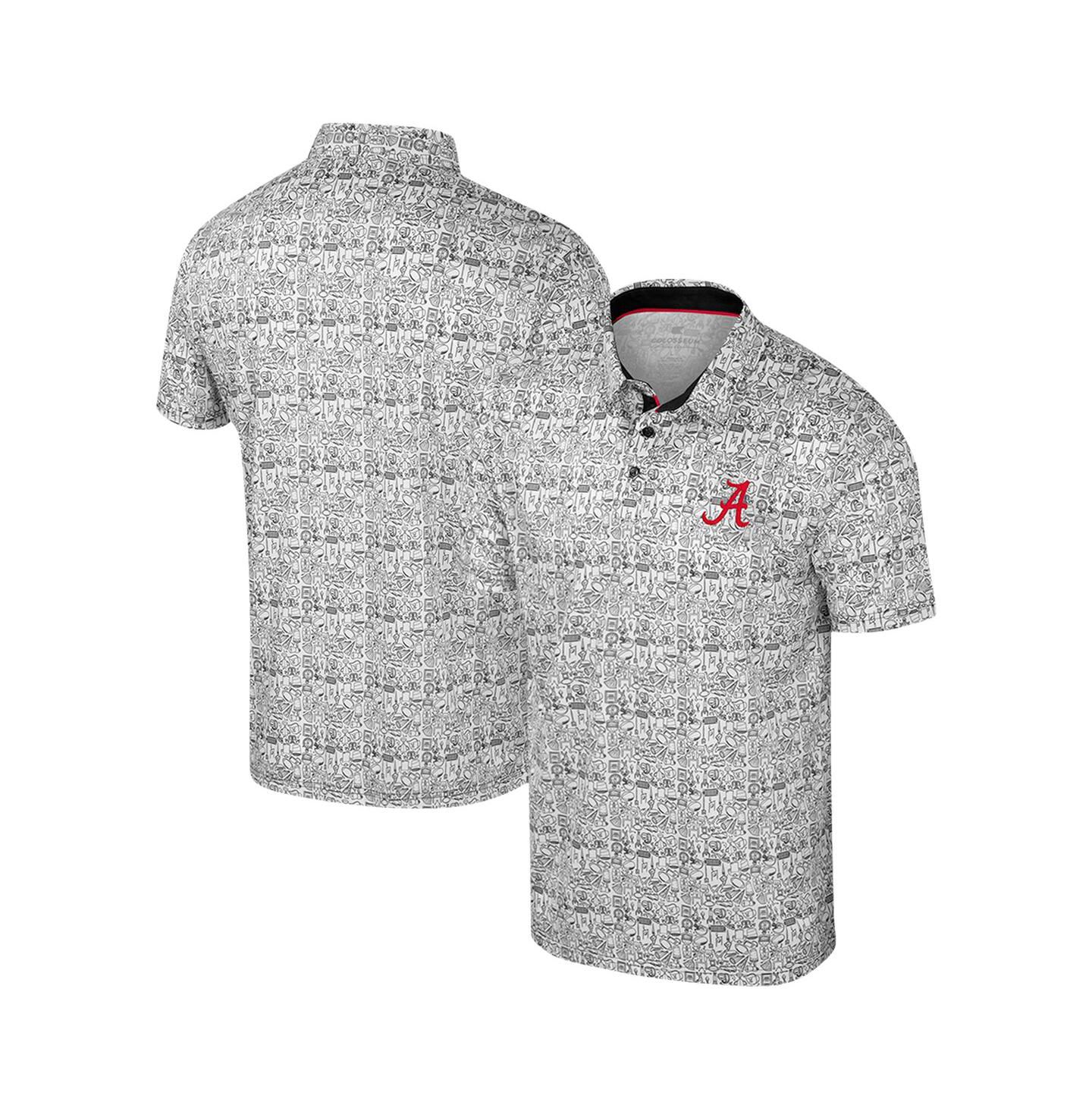 Мужское поло Colosseum White Alabama Crimson Tide Big & Tall It's Time Allover Printed Polo Shirt — фото 1