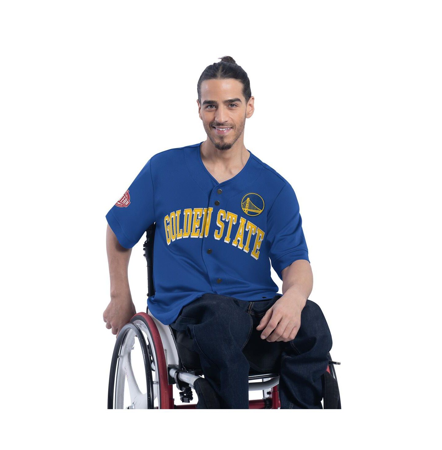 Мужской топ G-III Sports by Carl Banks Royal Golden State Warriors Adaptive Star Player Fashion Baseball Jersey — фото 1