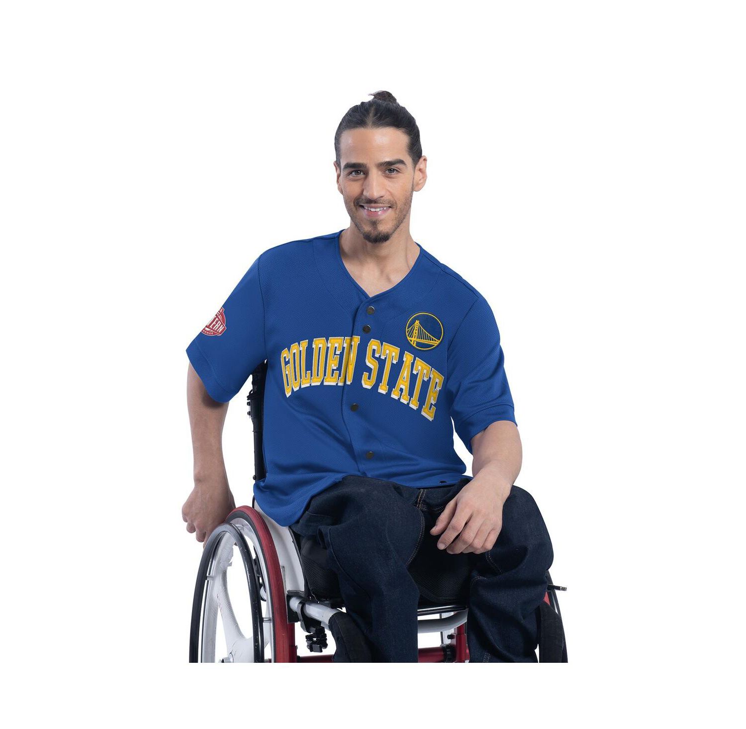 Men's Royal Golden State Warriors Adaptive Star Player Fashion Baseball Jersey