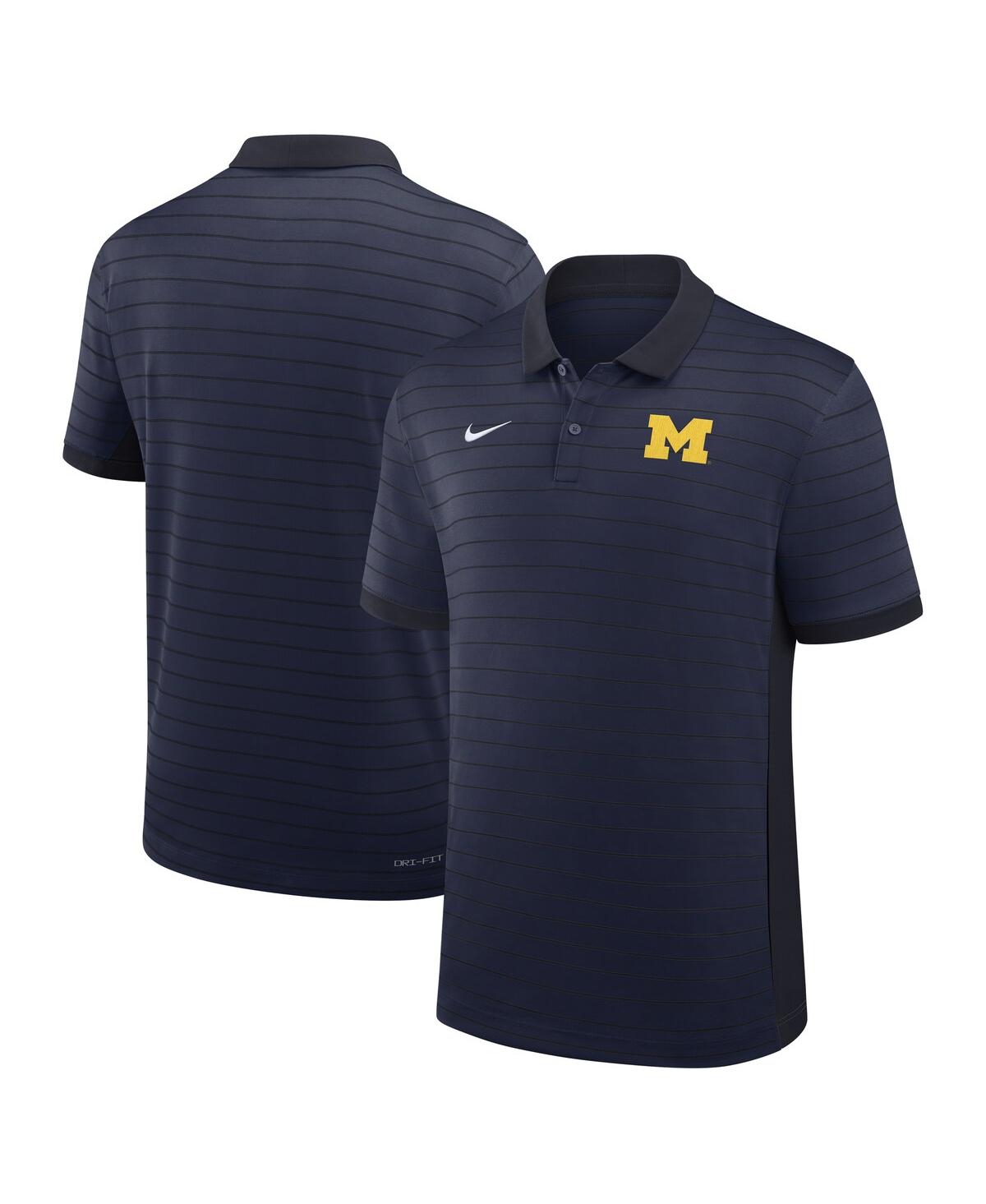 Men's Navy Michigan Wolverines 2025 Early Season Coaches Sideline Victory Stripe Performance Polo Shirt - Navy