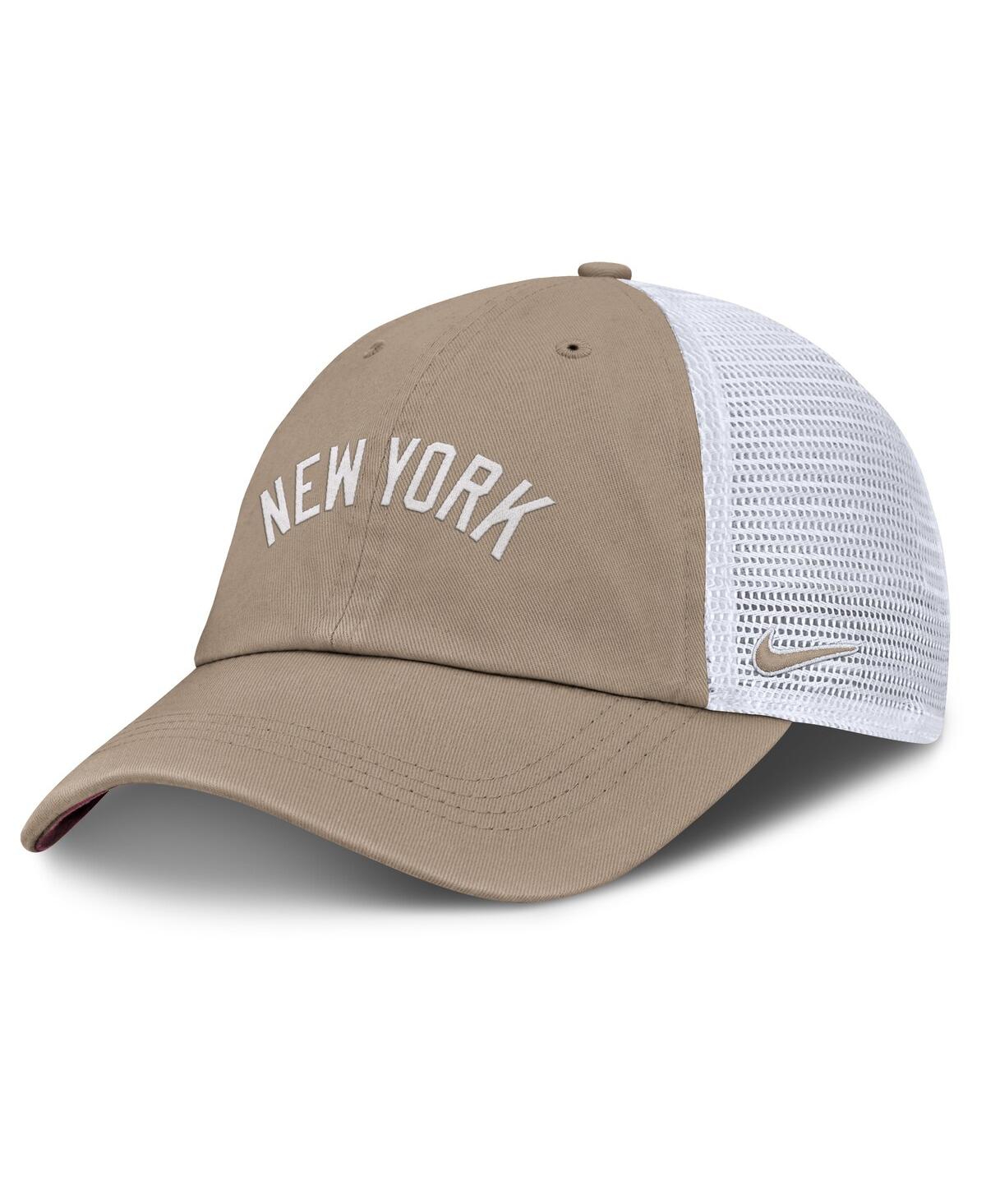 Men's and Women's Khaki/White New York Yankees Club Trucker Adjustable Hat - Khaki, White
