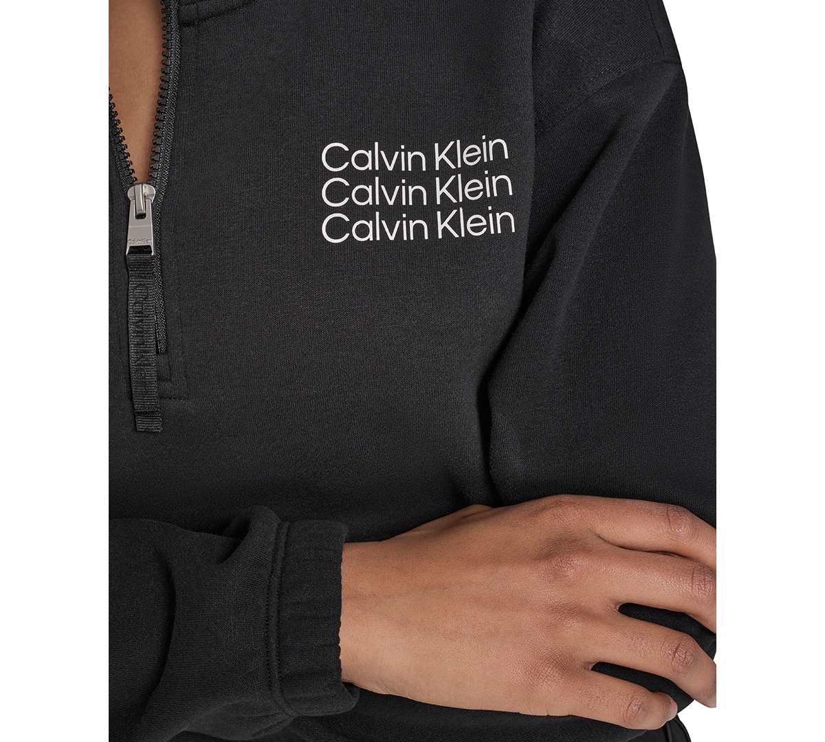 Calvin Klein Performance Women's Mini Triple Logo Fleece Half-zip Pullover Sweatshirt In Multi