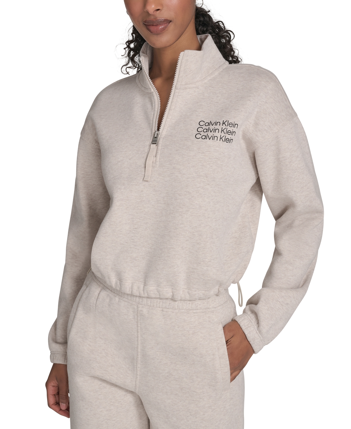 Calvin Klein Performance Women's Mini Triple Logo Fleece Half-zip Pullover Sweatshirt