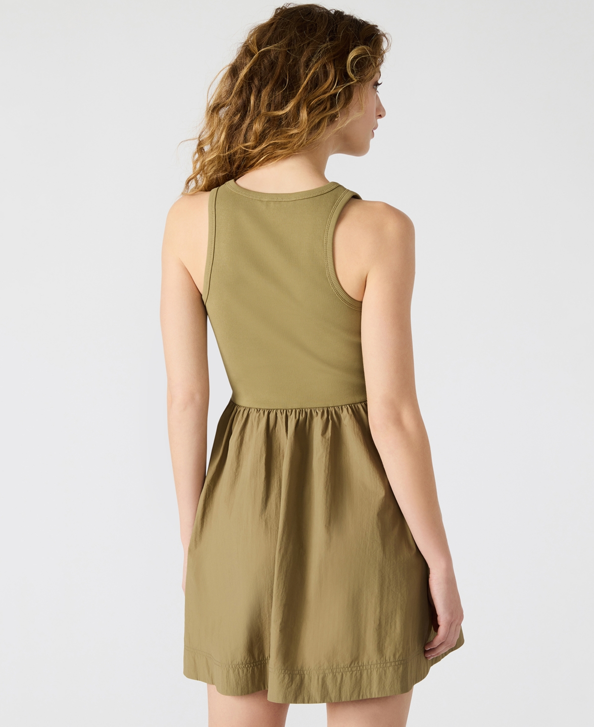 Steve Madden Tottenham Mixed Media Minidress In Green
