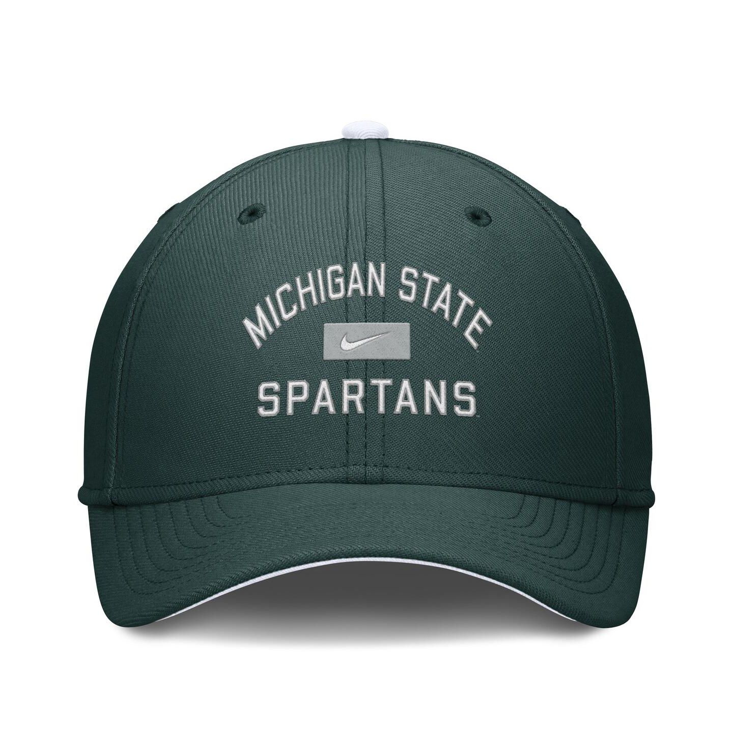 Мужская кепка Nike Green Michigan State Spartans Primetime Rise Swoosh Flex Hat — фото 2