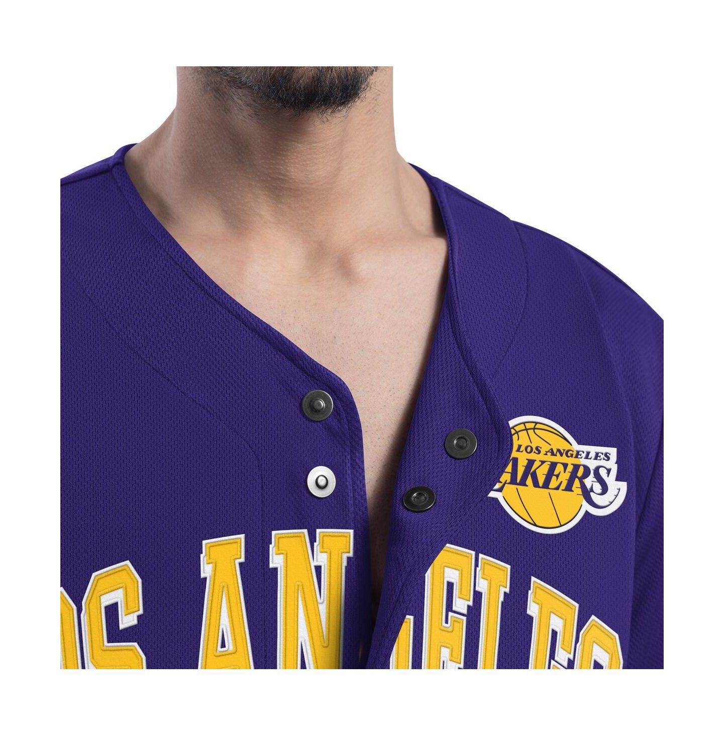 Мужской топ G-III Sports by Carl Banks Purple Los Angeles Lakers Adaptive Star Player Fashion Baseball Jersey — фото 2