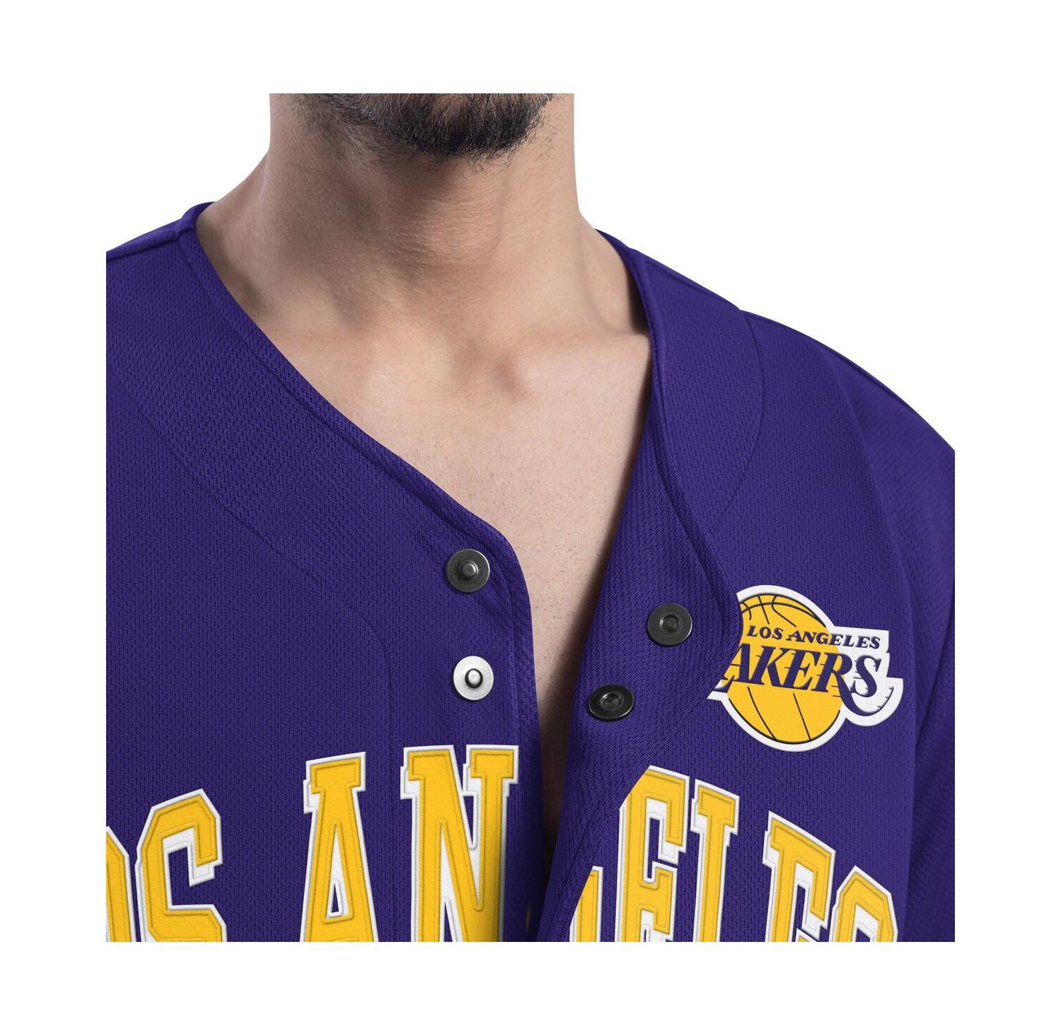 Men's Purple Los Angeles Lakers Adaptive Star Player Fashion Baseball Jersey
