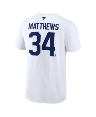 Men's Auston Matthews White Toronto Maple Leaf's Authentic Stack Name Number T-Shirt