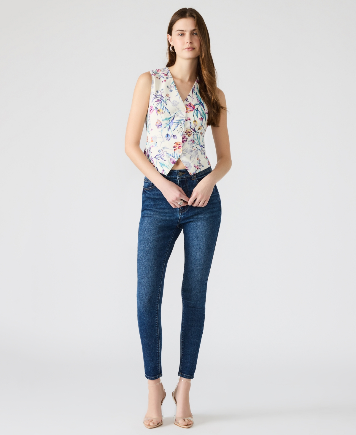Steve Madden Women's Button-front Floral Selene Vest