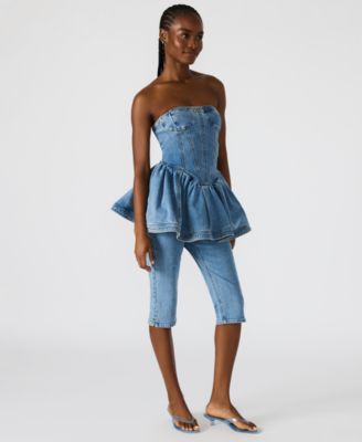 Women's Knee-Length Denim Capri Pants 