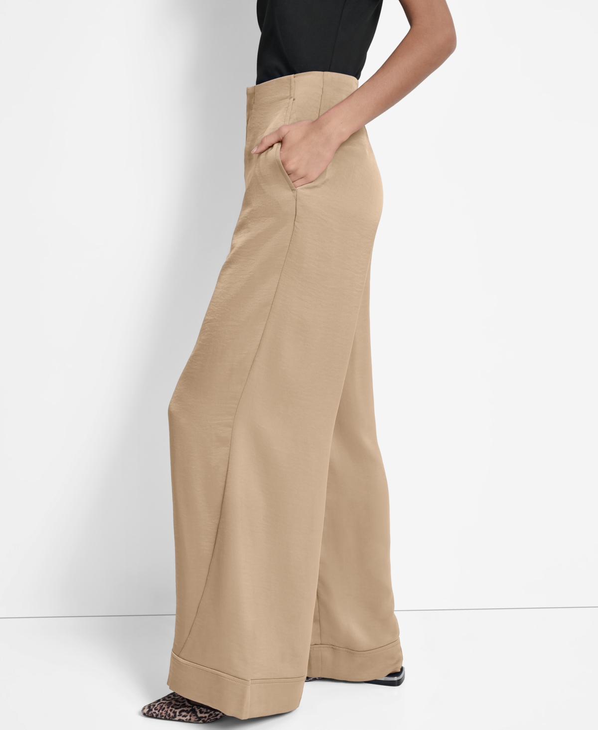 Dkny Wide Leg Pants In Brown
