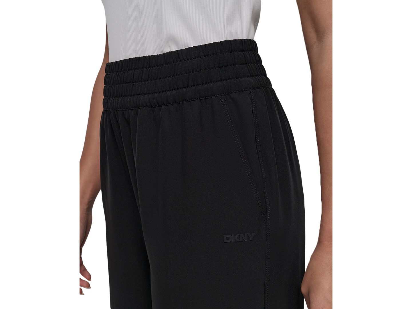 Женские брюки DKNY Sport Hudson Stretch Wide-Leg Pull-On, цвет: Чёрный — фото 4