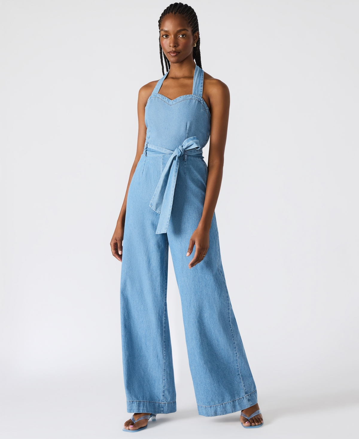 Women's Artie Denim Halter Jumpsuit - Bijou Blue
