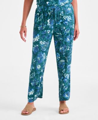 Women's Printed Drawstring-Waist Pull-On Pants, Macy's Exclusive