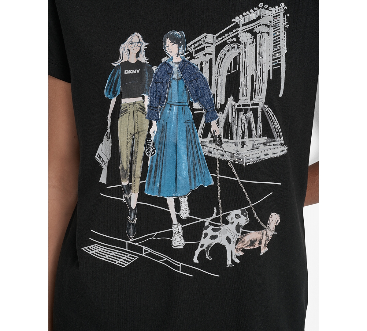 Dkny Met Museum Conversational Graphic T-shirt In Black