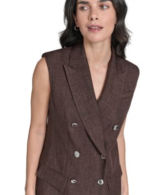 Petite Double Breasted Sleeveless Blazer